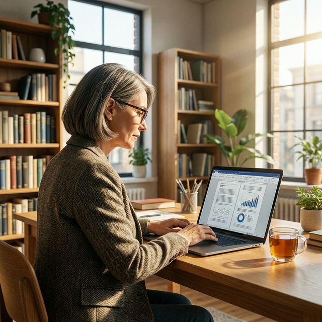 Researcher working on a laptop